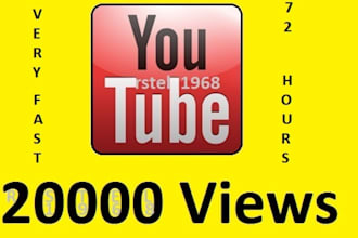 give you 20000 youtube views 20 likes  20 subscribers  20 favorites