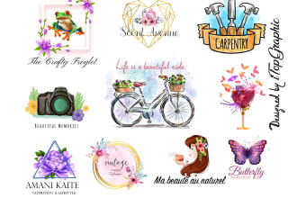 design beautiful watercolor hand drawn style logo
