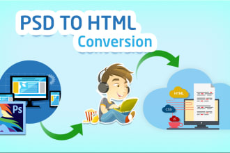 convert PSD to HTML, sketch, figma, xd to HTML, responsive, optimized, animated