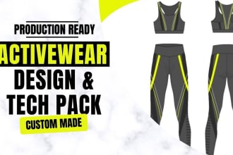 create activewear fitness design and tech pack