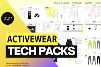create activewear fitness design and tech pack