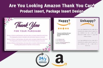 design amazon thank you card, product insert, package insert