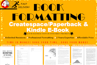 do amazon kindle ebooks and paperback print book formatting
