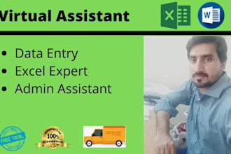 be your virtual assistant for admin work and excel work