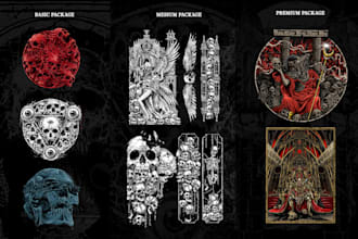 make conceptual dark art skull metal illustration