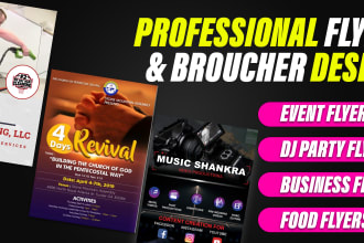design event flyers, dj party flyers, food flyers, and promotion flyers
