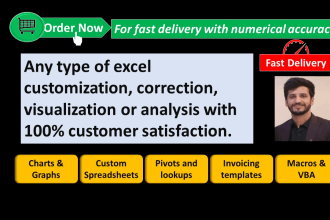 do any excel work, excel spreadsheet customization and vba