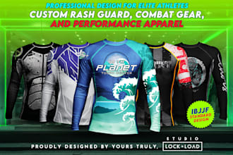 design custom rash guard, MMA, bjj, combat sports, and fight apparel