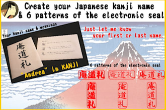 create japanese kanji name and 6 patterns of the electronic seal