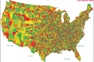 draw any USA map  using gis illustrator or photoshop