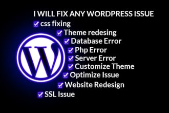 redesign wordpress website, customize website, fix issues