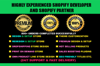 setup and customize your shopify store or shopify website