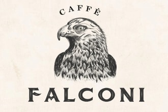 illustrate original vintage detailed hand drawn logo design
