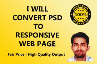 convert PSD to responsive web page using html5, css3, javascript and bootstrap