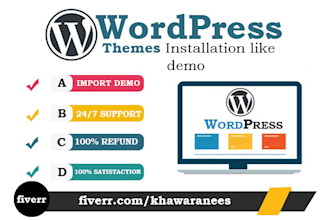 do wordpress theme installation and upload demo