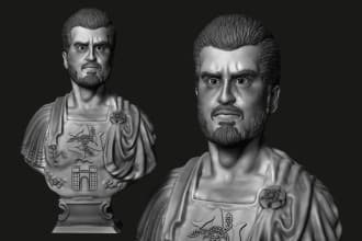 sculpt detailed 3d bust statue, 3d head for 3d printing