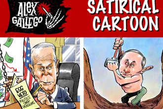 create a political or satirical cartoon