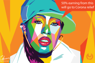 draw digital wpap, vexel and vector style pop art portrait