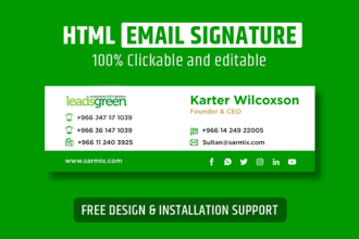 editable HTML email signature for gmail, outlook, macmail