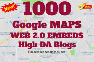 embed your google map in 3000 web20 high da blogs best for local SEO