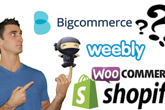 create your ecommerce store using weebly, shopify, bigcommerce, woocommerce
