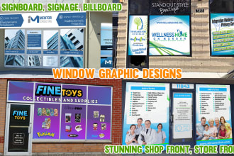 do stunning shop front, signboard, signage, billboard design
