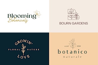 design minimalist hand drawn botanical logo branding