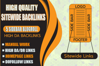 5 site blogroll sidebar footer dofollow backlink for ranking google
