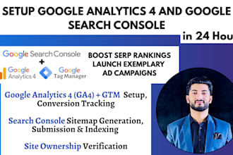 setup google analytics 4, ga4, GTM, and search console in 24 hours