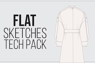 make fashion technical sketch flat drawings cad of clothes