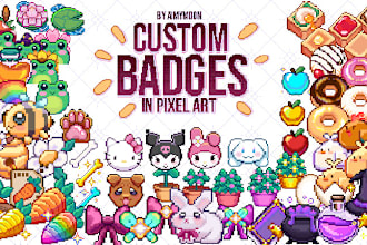 make cute customs badges for twitch in pixel art