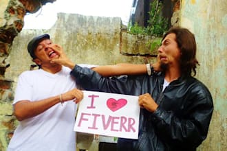 take crazy FUNNY pictures holding your sign and fighting for it to promote your business