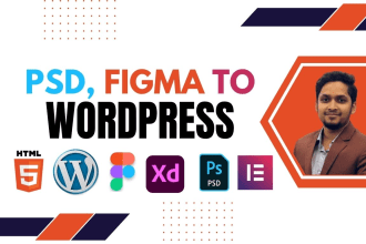 convert PSD to wordpress or figma to wordpress with elementor