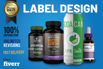design pixel perfect supplement product label, 3d mockup