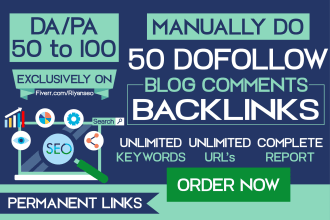 create dofollow blog comment backlinks on da 50 plus sites