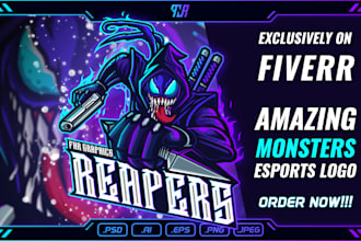 design any monster illustration for esports logo and tshirt