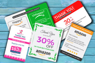 design amazon thank you card, product insert, package insert
