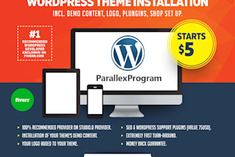 install wordpress theme and setup like demo