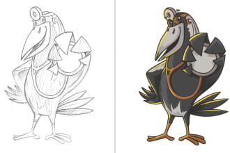 convert sketch to illustration, redraw vector logo or image