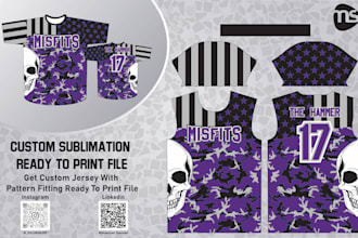 create print ready sublimation designs for custom jerseys or teamwear