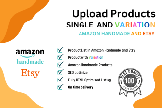 create amazon handmade product listing with SEO optimize