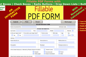 design editable interactive fillable PDF forms with javascript