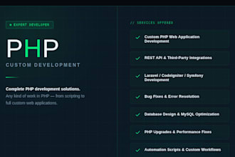 do work with php , python , mysql, developer, nodejs, vue js