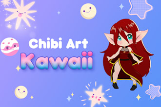 draw anime chibi art character design illustration, chibi emotes and vtuber