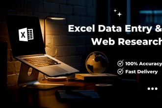 do excel data entry and web research, find email address