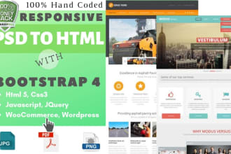 convert psd to html responsive bootstrap 4 website design