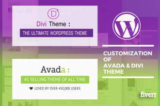 customize premium wordpress avada theme and divi theme