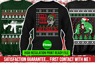 create ugly christmas sweater shirt design