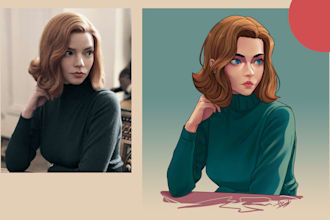 draw you beautiful anime cartoon pixar portrait illustration