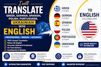 translate greek german spanish polish portuguese ukrainian to english